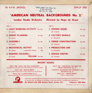 American Neutral Backgrounds No. 2 - Back cover art.