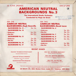 American Neutral Backgrounds No. 3 - Back cover art.