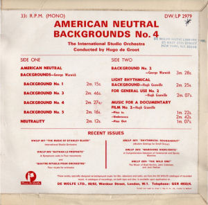 American Neutral Backgrounds No. 4 - Back cover art.