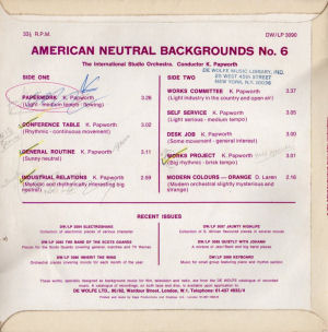 American Neutral Backgrounds No. 6 - Back cover art.